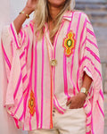 Fushia Boho Embroidered Shirt