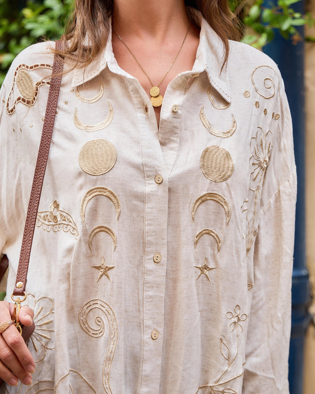 Golden Pearl Shirt Dress