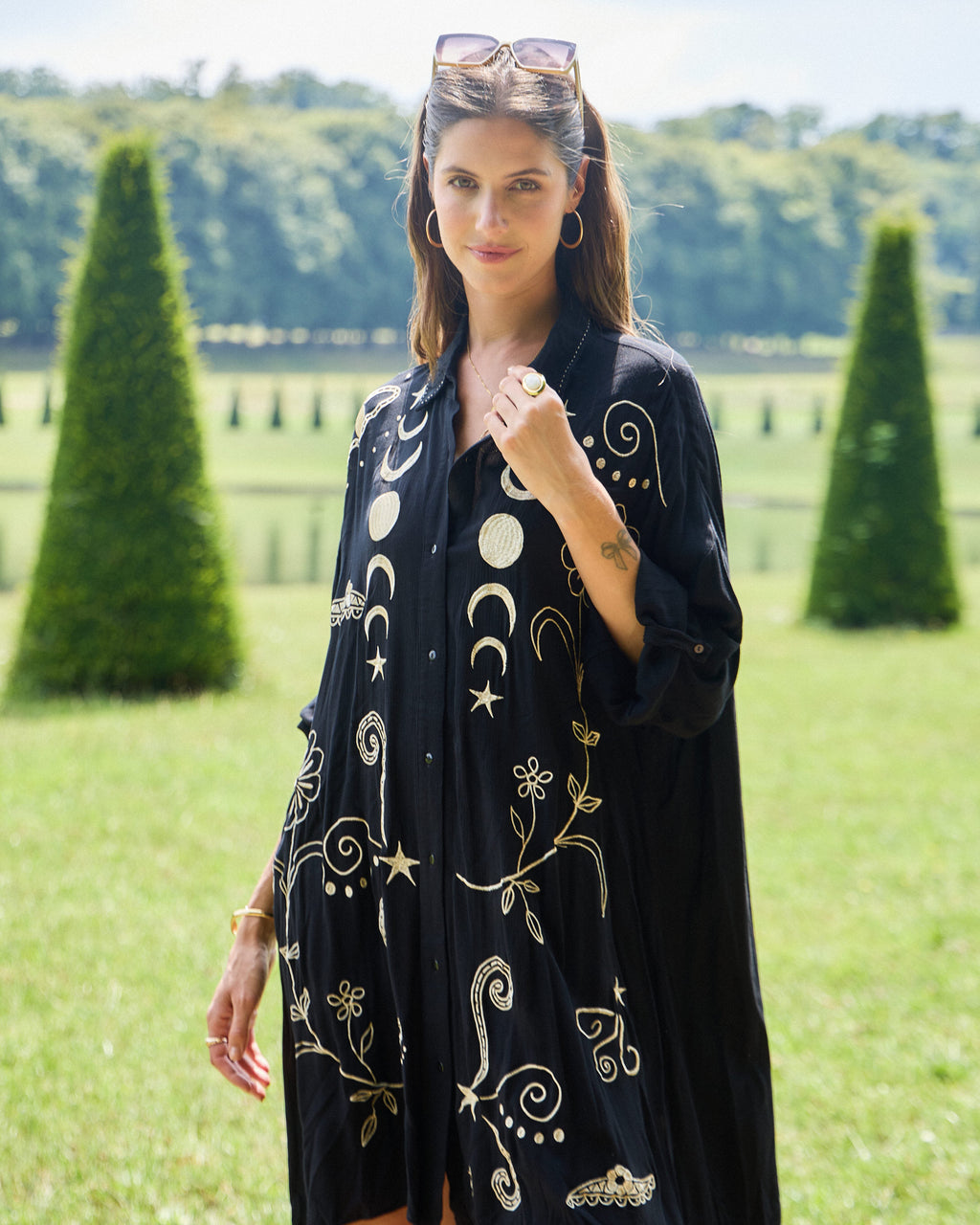 Golden Midnight Shirt Dress