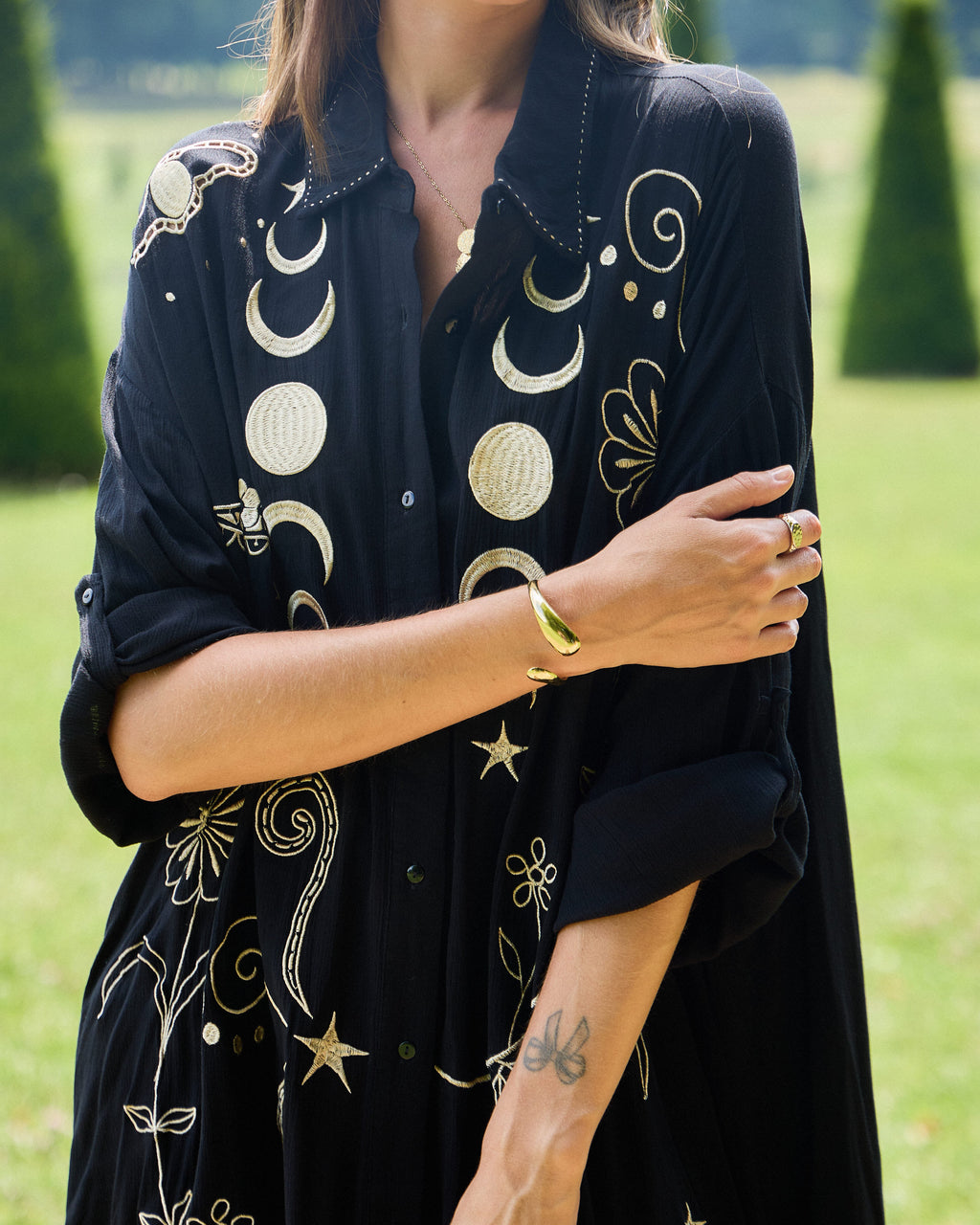 Golden Midnight Shirt Dress