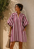 Robe rayune tunique manche bouffante poche