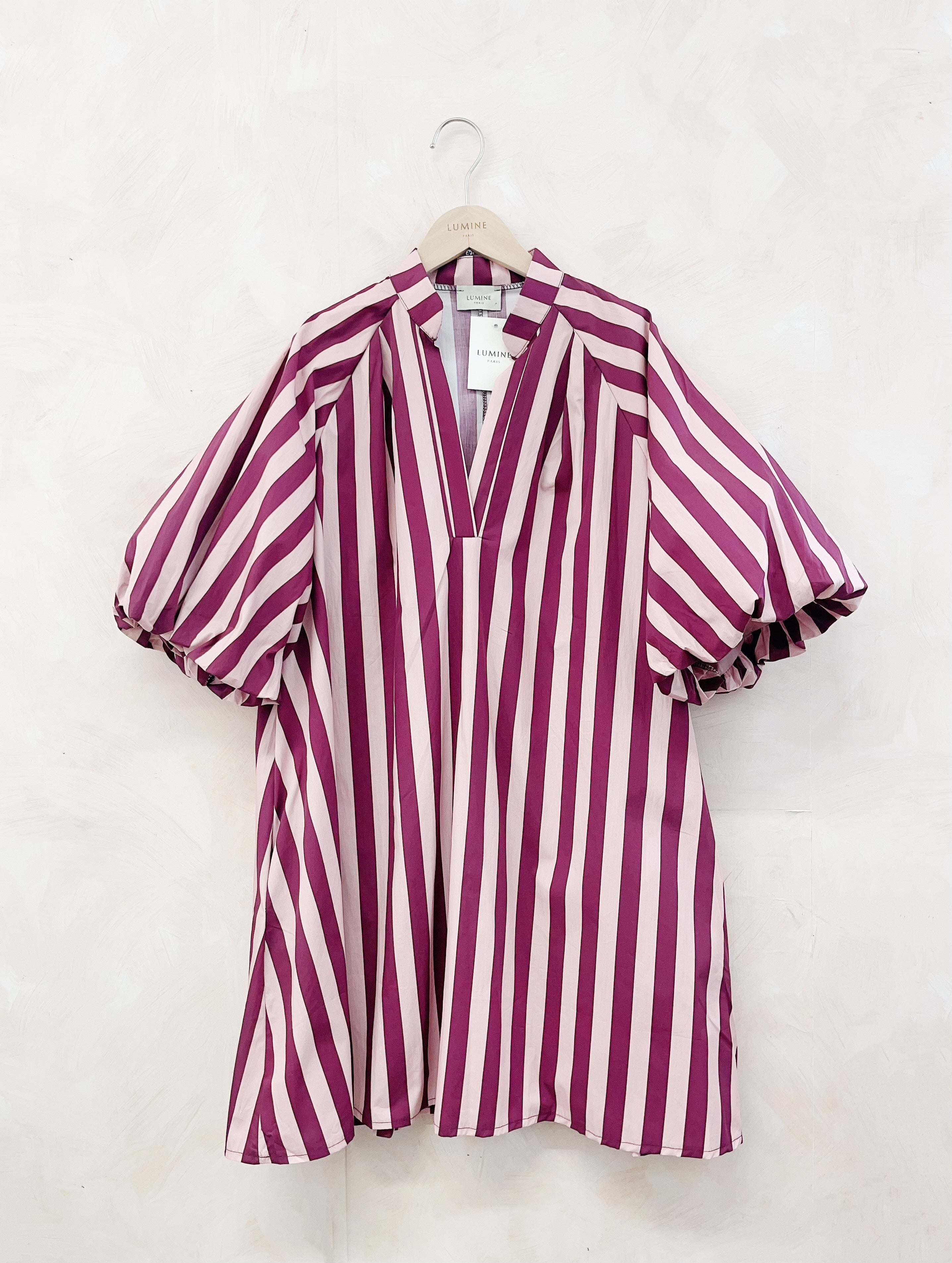 Robe rayune tunique manche bouffante poche