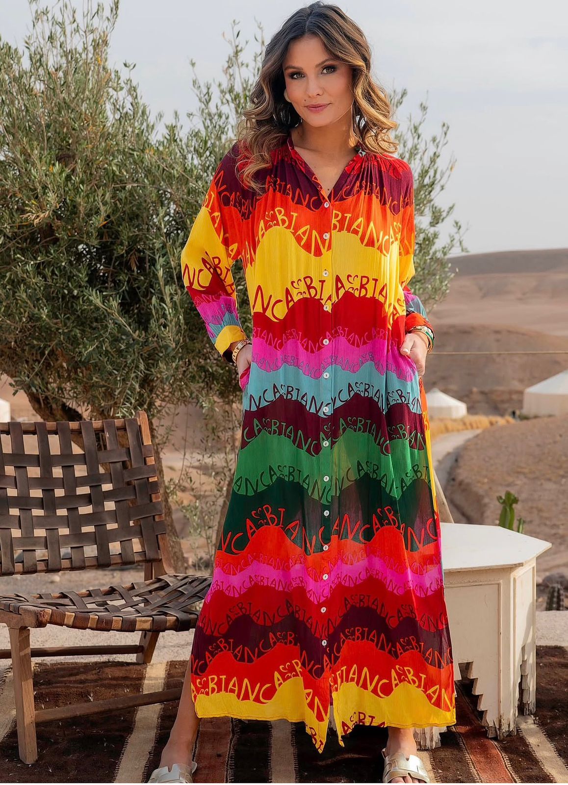 Bianca Sunset Waves Maxi Dress